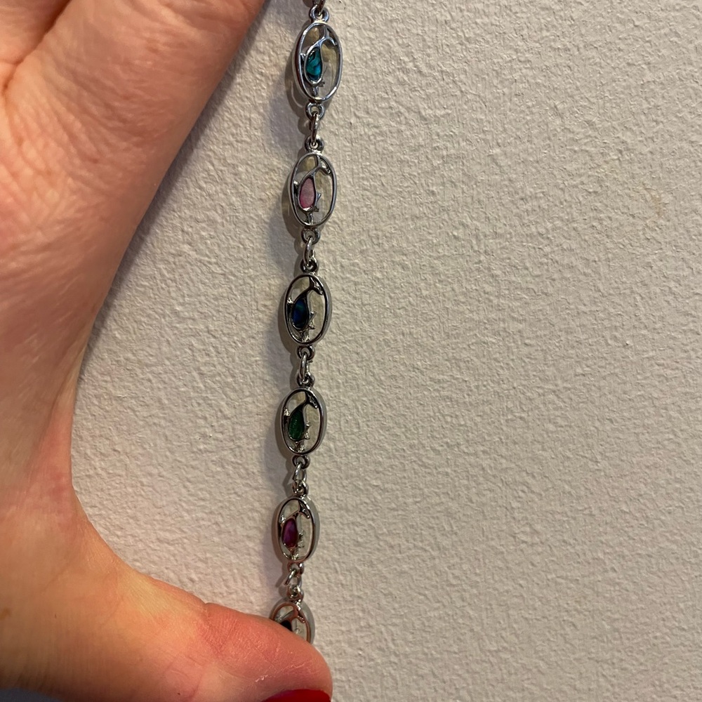 S.L. Fashions Silver Bracelet with Multi-Color Stones